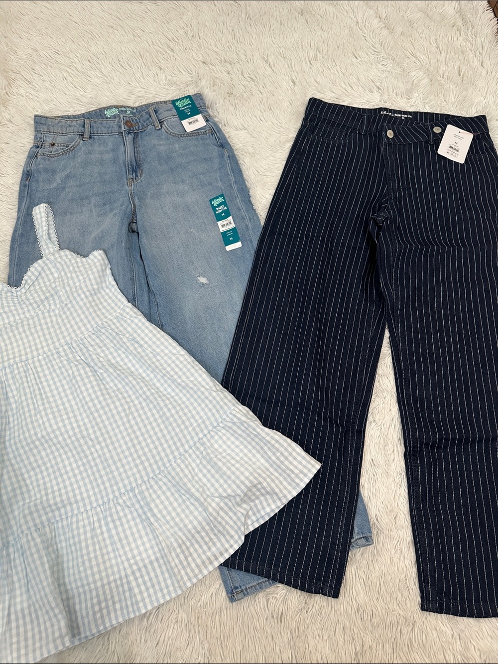 ❤️ NWT Bundle of 2 Baggy Wide Leg Jeans & Dress Size 14